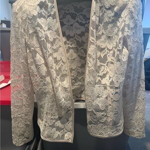 Lace Open-Front Women's Jacket in Ivory mp14